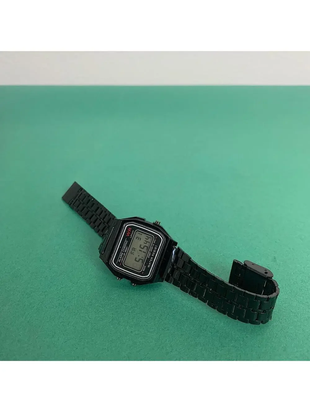 Cyber Y2k 2000s vintage style Retro Black Stainless steel digital style watch. C